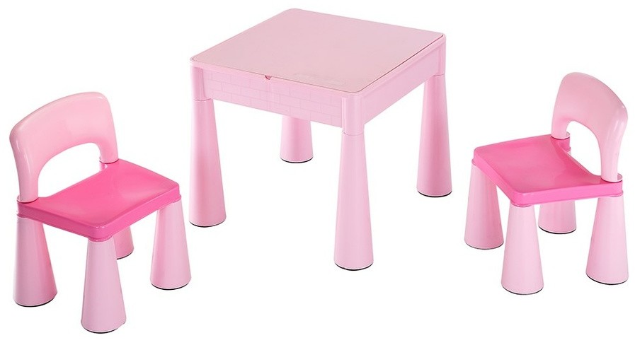 New Baby Komplet dla dzieci stolik i krzesełka 3 elem., różowy