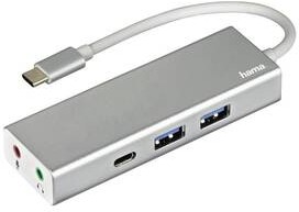 Hama Wejście USB USB-C/2x USB USB-C Jack 3,5mm 135758) Srebrny