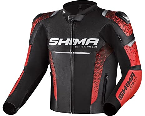 SHIMA SHIMA STR 2.0 kurtka motocyklowa - skóra, kurtka sportowa z tyłu, łokcie, ochraniacze na ramiona, perforowana skóra, do 2-częściowego garnituru (52, czerwona) STR 2.0 JACKET RED