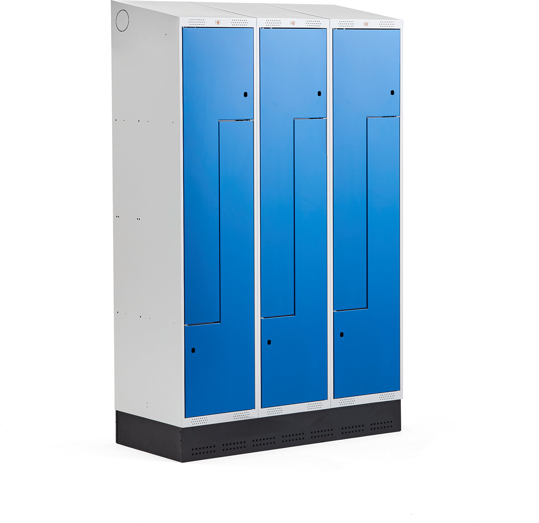 AJ Produkty Szafka ubraniowa typu Z, CLASSIC, cokół, 3 moduły, 6 drzwi, 2050x1200x550 mm, niebieski