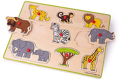 Unbekannt Houten Puzzle z wypustkami Safari, 9 dlg. BJ258