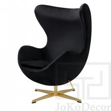 King Home Fotel EGG CLASSIC VELVET GOLD czarny - welur, podstawa złota JH-026.BLACK.111G