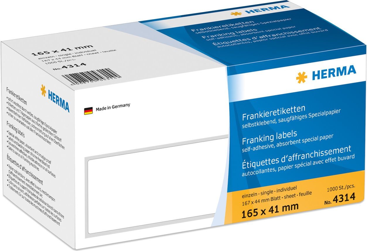 Herma Frankieretik. einzeln mit Abziehl. 165x41 mm 1000 St. - 4314