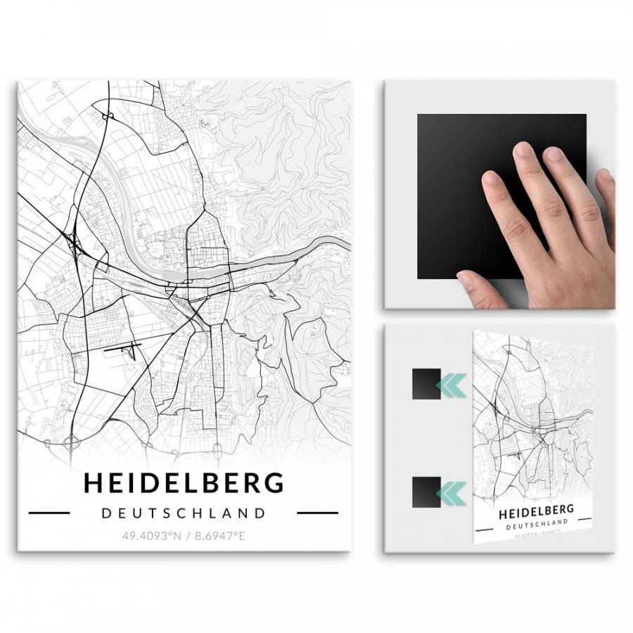 Pix4home Plakat metalowy Mapa B&W Heidelberg M POS-M-03267