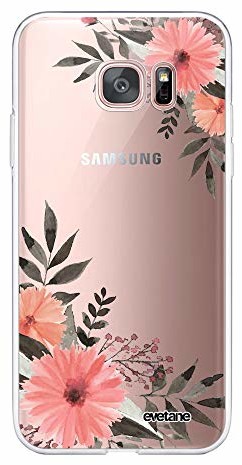 Samsung Evetane Evetane 84188 etui ochronne do Galaxy S7 Edge 360, pełne etui ochronne, przód i tył, wytrzymałe, przezroczyste, z różowymi kwiatami CD_84188