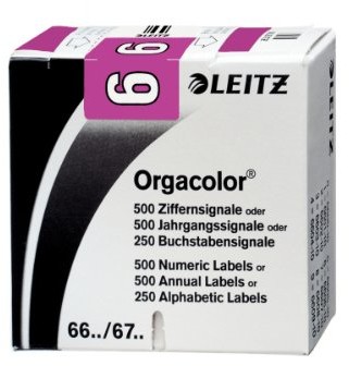 Leitz 66061000 Orgacolor sygnału cyfr 6, 500 sztuk, fioletowy 6606-10-00