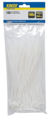 Kinzo 72109 opaska kablowa, 3,6 X 200 MM, 100 sztuk