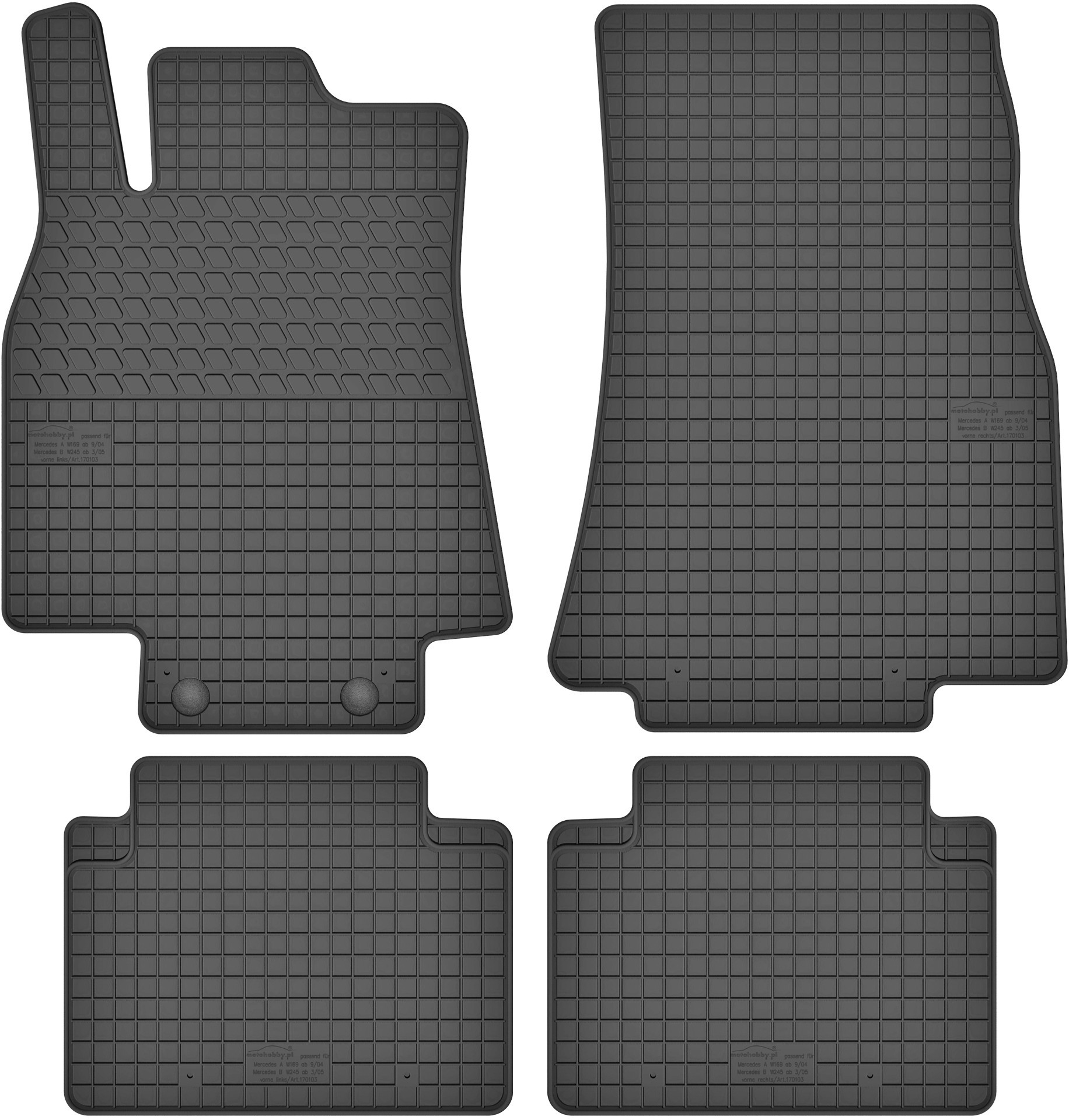MotoHobby Mercedes B-Klasa W245 (2005-2011) - dywaniki gumowe dedykowane ze stoperami