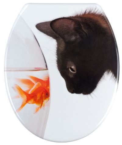 Wenko WENKO 20540100 Fish & Cat deska sedesowa, mocowanie ze stali nierdzewnej, deska z tworzywa sztucznego Duroplast, wymiary 38 x 45 cm, różnokolorowa 20540100