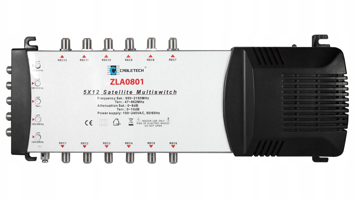 Multiswitch Cabletech 5x12 z regulacją wzmocnienia