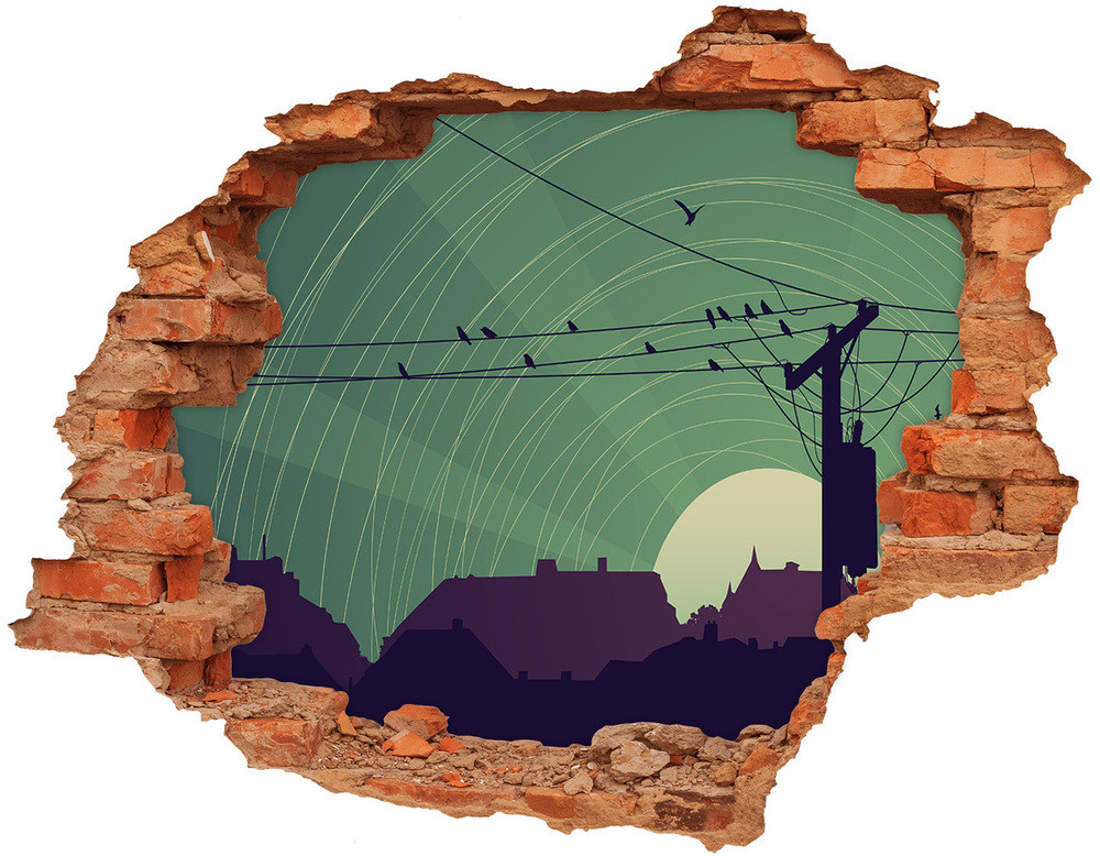 Wallmuralia.pl Dziura 3d fototapeta naklejka Ptaki miasto