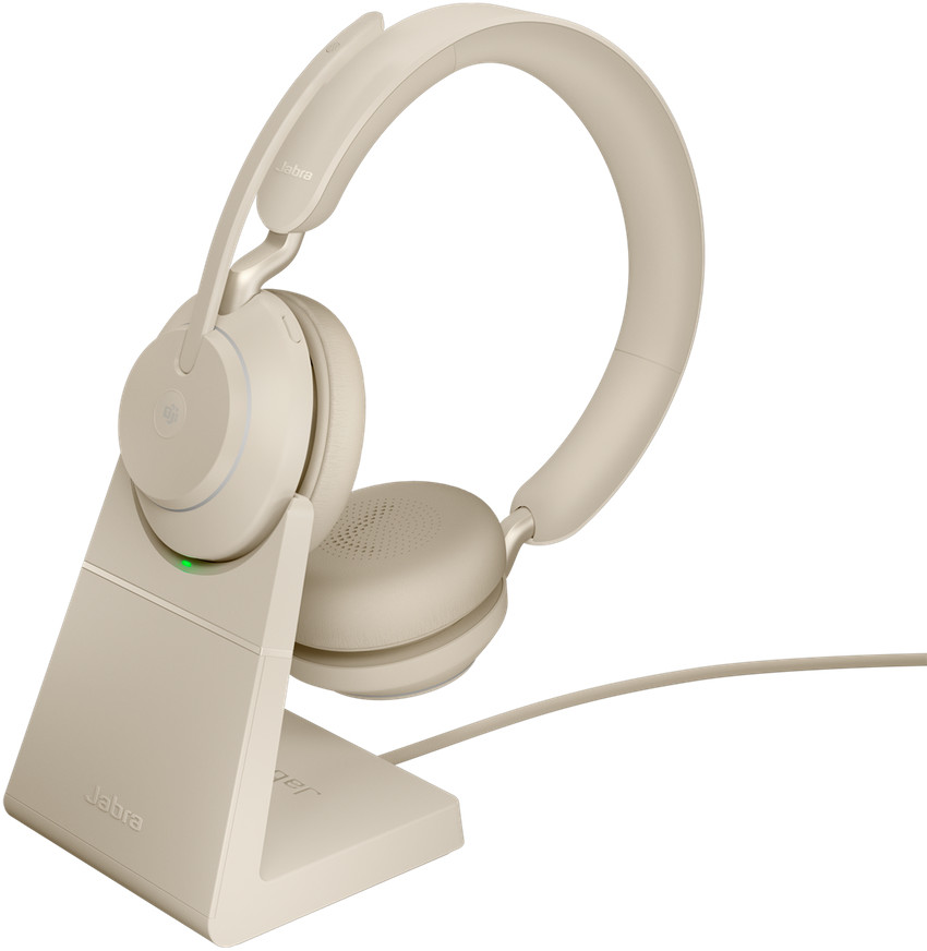 Jabra Evolve2 65, Link380a MS Stereo Stand Beige