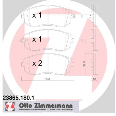 ZIMMERMANN Zestaw klocków hamulcowych, hamulce tarczowe 23865.180.1