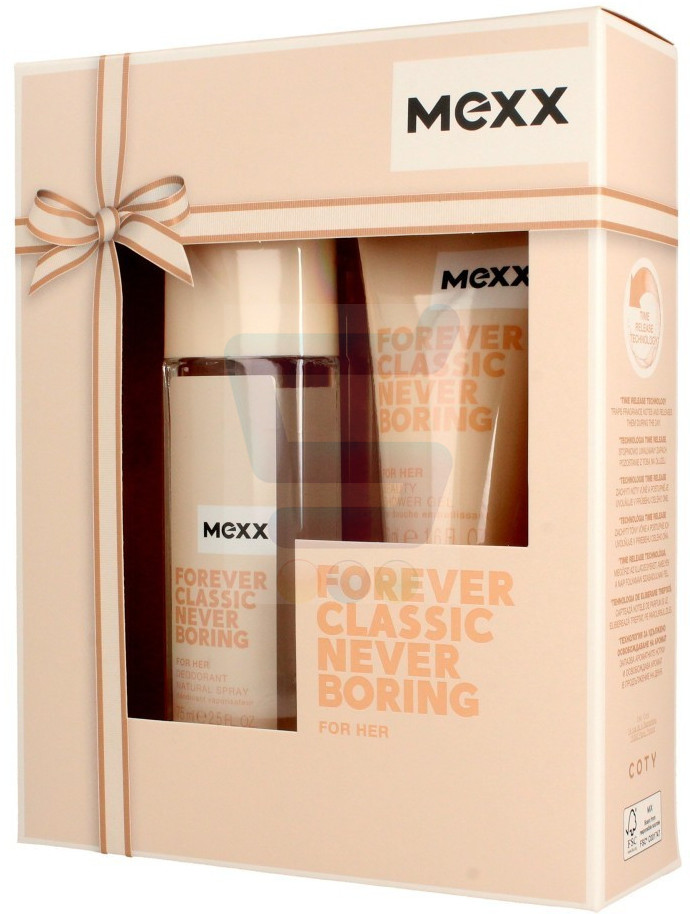 Mexx Forever Classic Never Boring for Her Zestaw Dezodorant w atomizerze 75 ml + Żel pod prysznic 50 ml