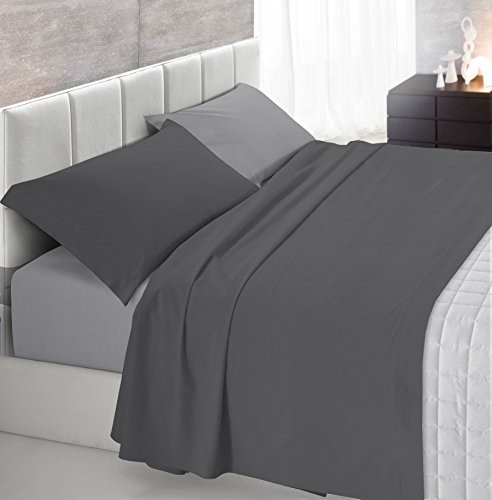 Italian Bed Linen pranie pościeli z zamkiem prześcieradło z gumką prześcieradło na łóżko, i poszewki na poduszkę Uni Double Face, 100% bawełna 8058575001108