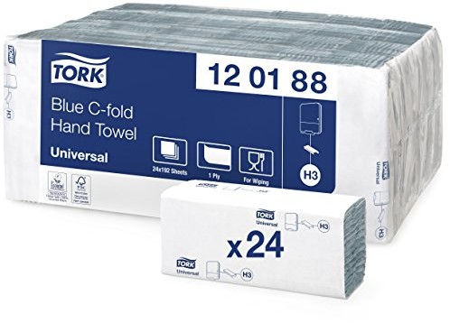Tork 120188 niebieskie sytuacji składane ręczniki papierowe uniwersalny przeznaczony dla systemów Tork H3 ręczniki do rąk/ręczniki pudełko ręczniki 1-warstwowe/24 X 192 (25 x 31 cm) 120188