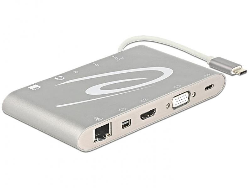 Delock 87298 stacja dokująca USB Type-C 3.1 3x USB 3.0 Type-A 4K HDMI mini DisplayPort RJ45 VGA, Z24286