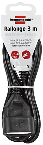 Brennenstuhl kabel przedłużający H03VVH2-F, 2 X 0,75 MM, czarny (1161791)