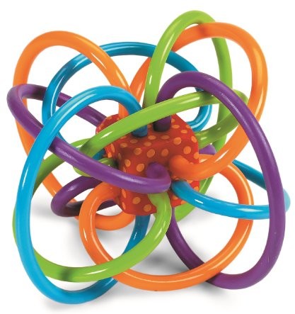 Manhattan Toy zabawka aktywnościowa grzechotka kątowa i sensoryczna zabawka do gryzania 12,7 x 8,9 x 10,2 cm 200930
