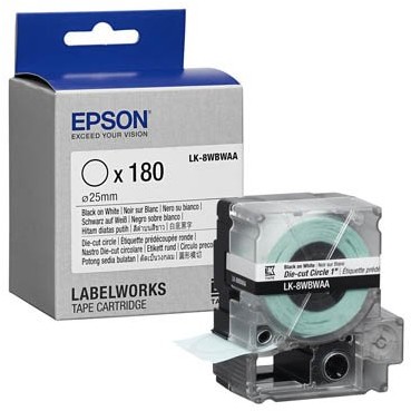 Epson Ribbon LK-8WBWAA White/Black 180 Circle Labels (d25 mm) C53S658901