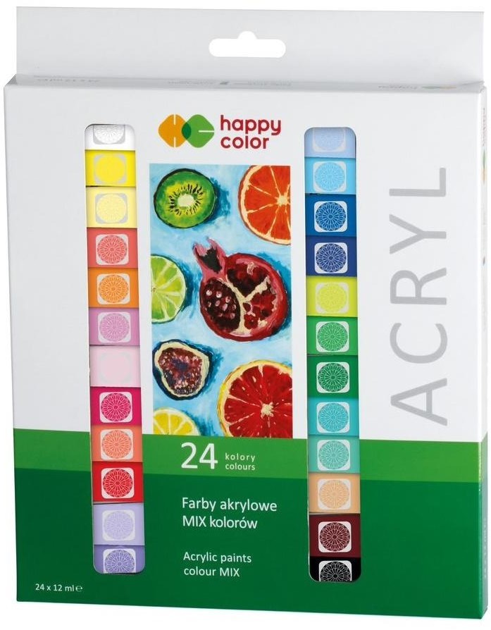 Zdjęcia - Kreatywność i rękodzieło Farby akrylowe 12ml 24 kolory HAPPY COLOR - GDD