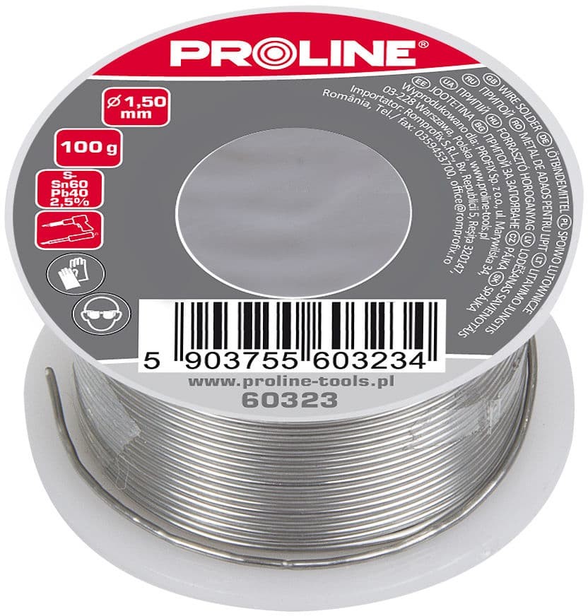 PROLINE 60320 Spoiwo lutownicze do lutowania 0.56mm szpula 100g blister 60320