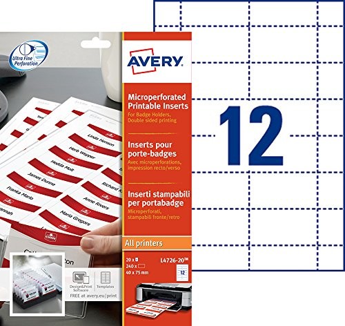 Avery Zweckform Avery L4726  20 tabliczki informacyjne wpuszczany tabliczka z imieniem 40 X 75 MM L4726-20
