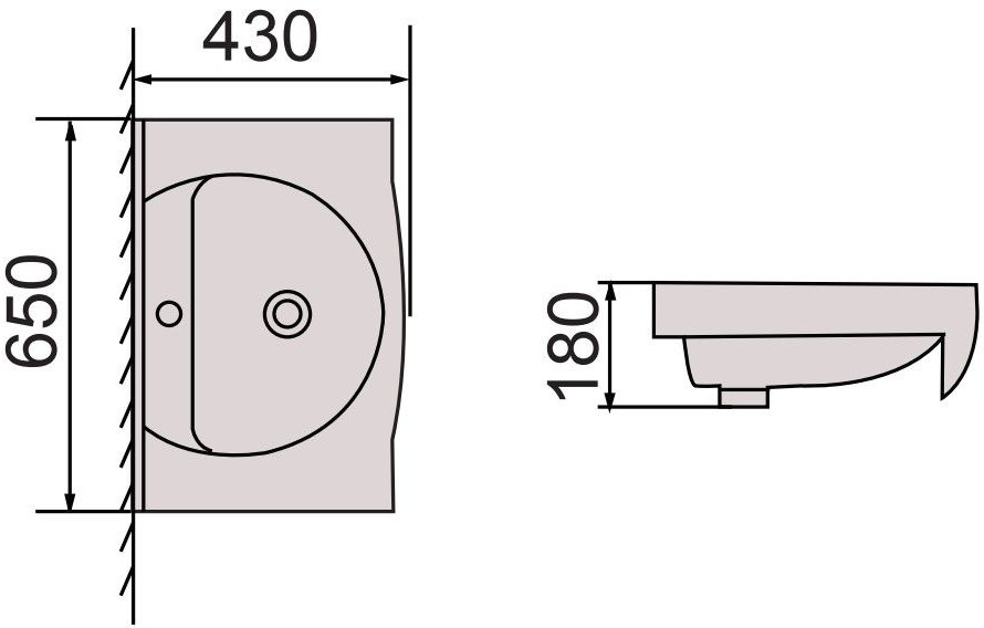 Comad Laufen Kartell Umywalka wisząca 46x28x12 cm z otworem na baterię biała H8153350001111 H1042