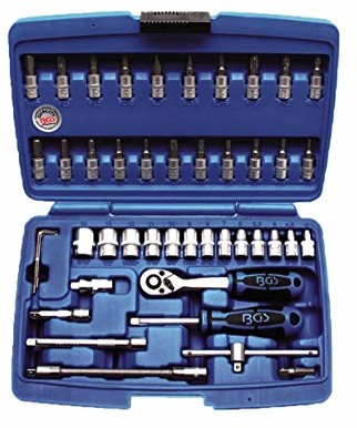 BGS nasadka na klucz nasadowy komplet, DIN, 6,3 MM, 46-częściowy, 1 sztuki, 2145