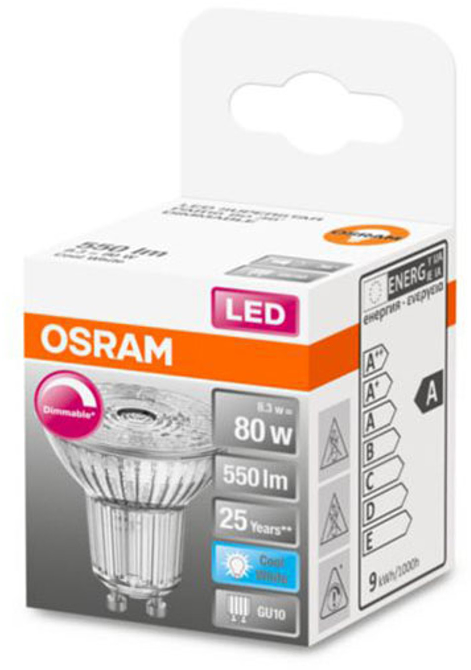 Osram szklany reflektor LED GU10 8,3W 940 36°