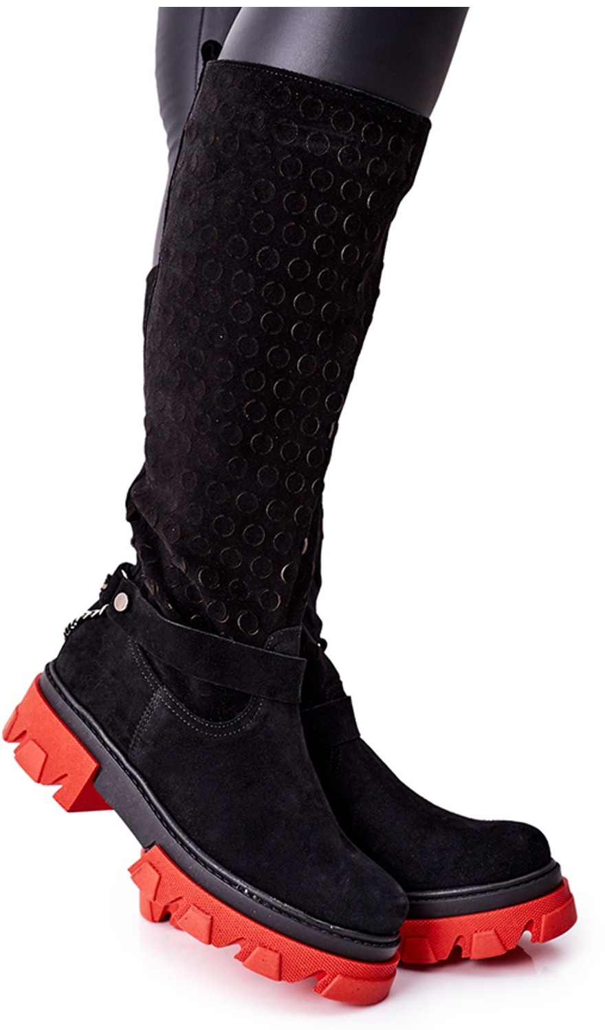 Lewski Shoes Lewski Shoes Damskie Skórzane Kozaki Lewski Czarne Zamszowe 2866