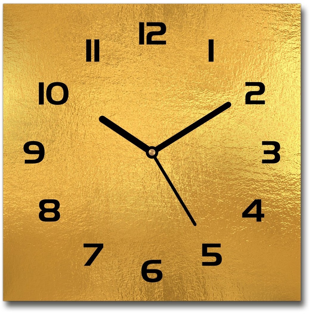 Zegar szklany kwadratowy Złota folia tło