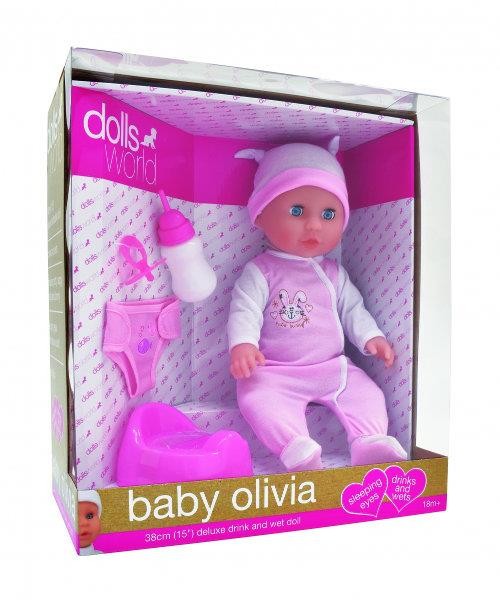 Dante Lalka bobas Baby Olivia pijąca, sikająca 38 cm