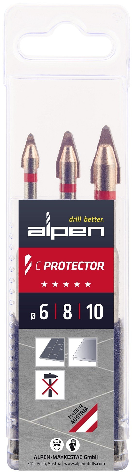 Alpen Zestaw 3szt Wierteł C Protector 6,8,10mm 0000303003100 25153
