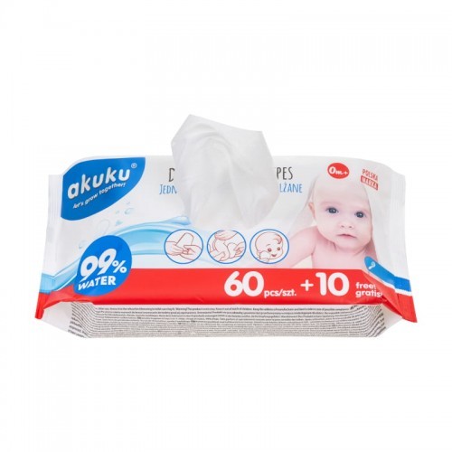 Akuku chusteczki nawilżane 99% wody 70 szt.