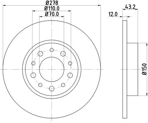 HELLA Pagid 8DD 355 112-541 tarcza hamulcowa PRO, tylna oś, powłoka powlekana, zestaw 2 tarcz hamulcowych 355112541