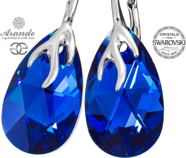 Swarovski NOWE piękne ozdobne kolczyki BLUE COMET SREBRO