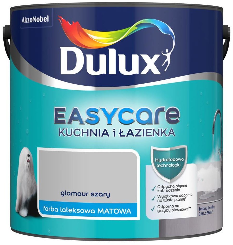 Dulux Farba wewnętrzna EASYCARE KUCHNIA I ŁAZIENKA 2.5 l Glamour szary