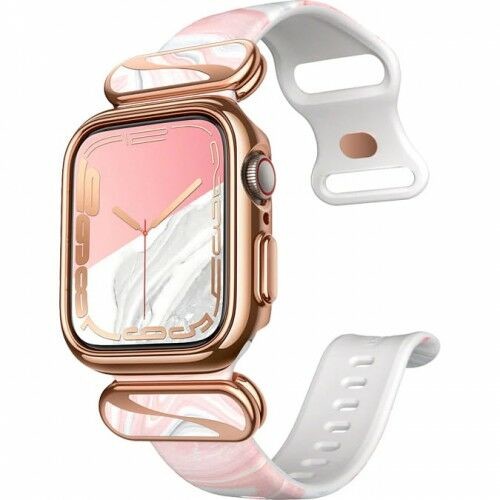 Supcase Etui z paskiem Cosmo Apple Watch 7 45mm, SE/6/5/4 44mm, marmurowe różowe 843439115699