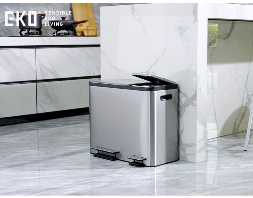 Vepa Bins EKO Kosz na śmieci z pedałem EcoCasa, 30 L+15 L, matowy srebrny