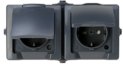 Wasserman Podwójne elektryczne Kopp Nautic 137002003 z zestykiem ochronnym i pokrywką oraz zwiększonym zabezpieczeniem przed dotknięciem, natynkowe, do pomieszczeń wilgotnych