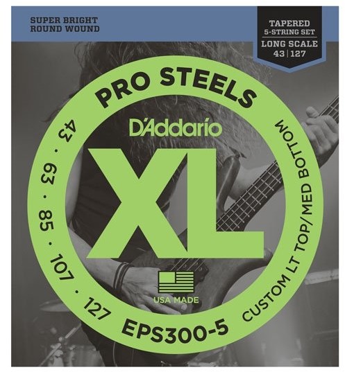 D'Addario eps300  5 Pro Steels Long Scale komplet strun (5-saiter, odstępu od .043 do .107 cala) EPS300-5