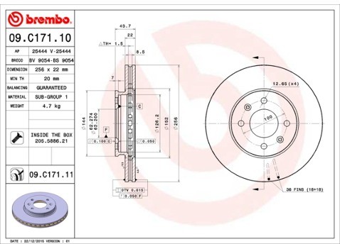 BREMBO Tarcza hamulcowa 09.C171.11