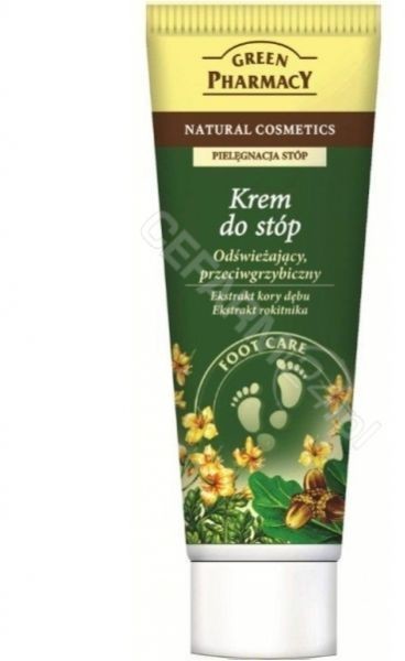 Green Pharmacy Krem do stóp Odświeżający przeciwgrzybiczny Kora dębu Rokitnik