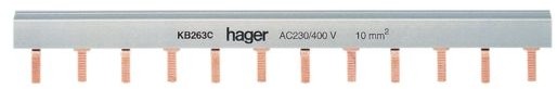 Hager Szyna grzebieniowa kołkowa 2P 10 mm2 24M KB263C KB263C