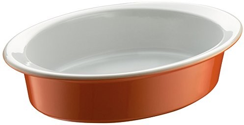 Berndes 054025 naczynie do zapiekania owalne, ceramika, 20 x 14 cm, pomarańczowy/biały 054025