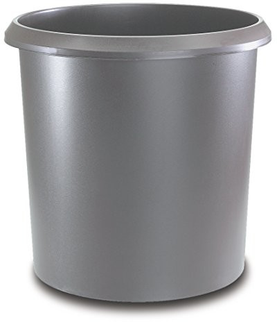 Läufer Bieżnik allrounder kosz na papier okrągły kosz na śmieci z uchwytem, stabilne tworzywo sztuczne, 18 L, szary 26503