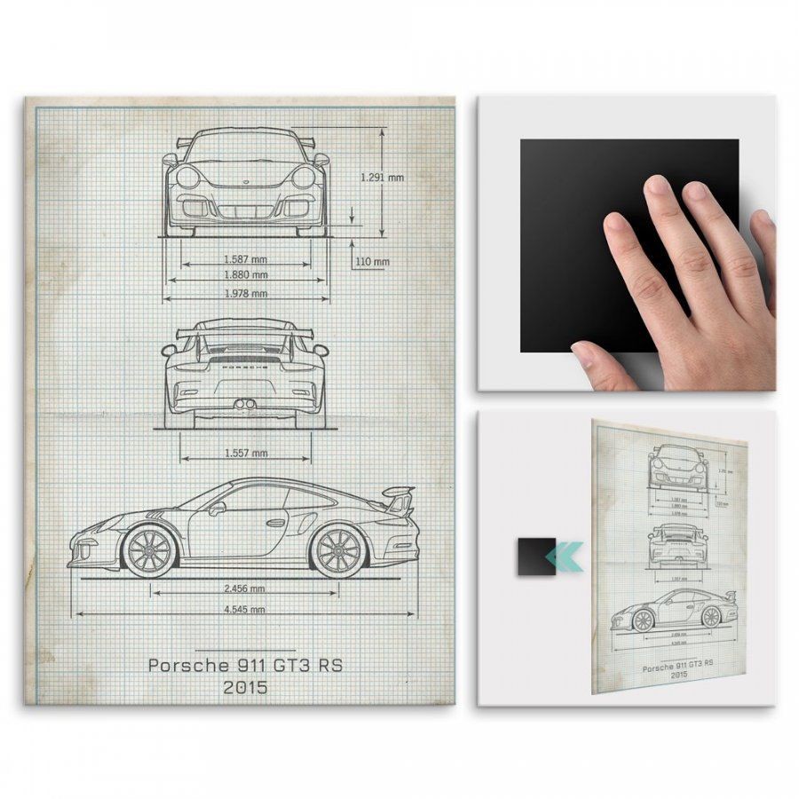 Pix4home Plakat metalowy Porsche 911 GT3 RS Projekt Vintage L POS-L-02523