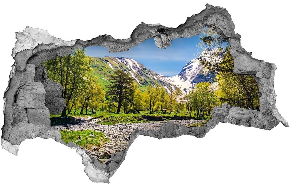 Wallmuralia.pl Dziura 3d w ścianie naklejka Rzeka w górach