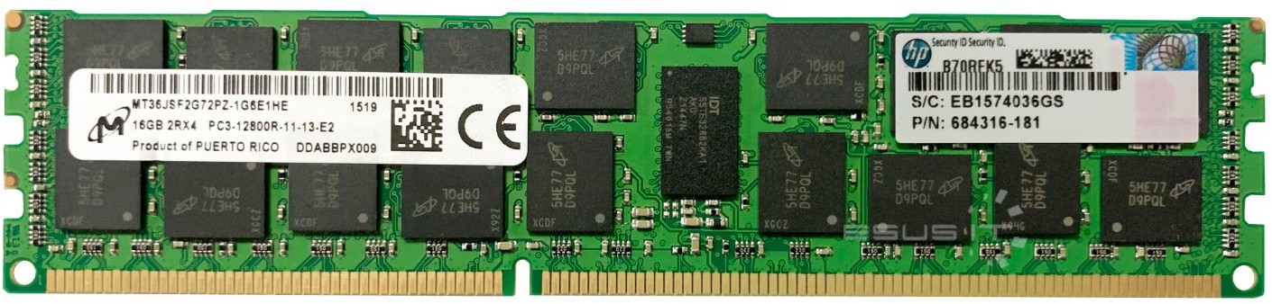 Micron  RAM 1x 16GB ECC REGISTERED DDR3 1600MHz PC3-12800 RDIMM | MT36JSF2G72PZ-1G6 MT36JSF2G72PZ-1G6#H